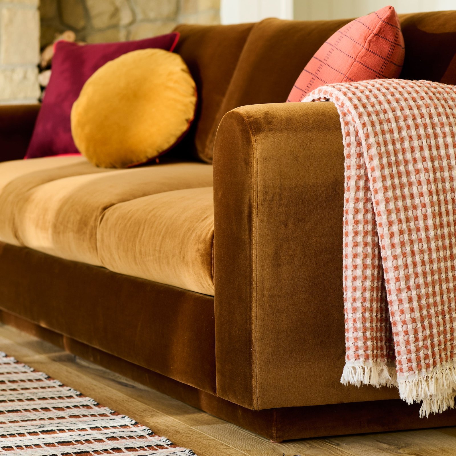 Open Recycled Wool Throw::terracotta::hover in zoom modal