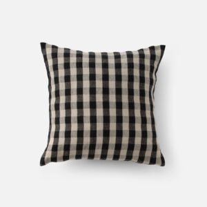Open Linen Check Pillow::Black + Flax::Main in zoom modal